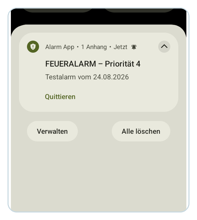 Push-Benachrichtigung der SecureTec Alarmserver-App für WINMAG plus